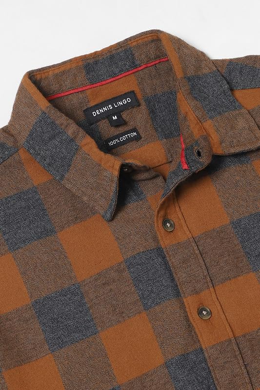 Image of Dennis Lingo Men's Grey Cotton Casual Shirt, Long Sleeve Relaxed Fit Spread Collar