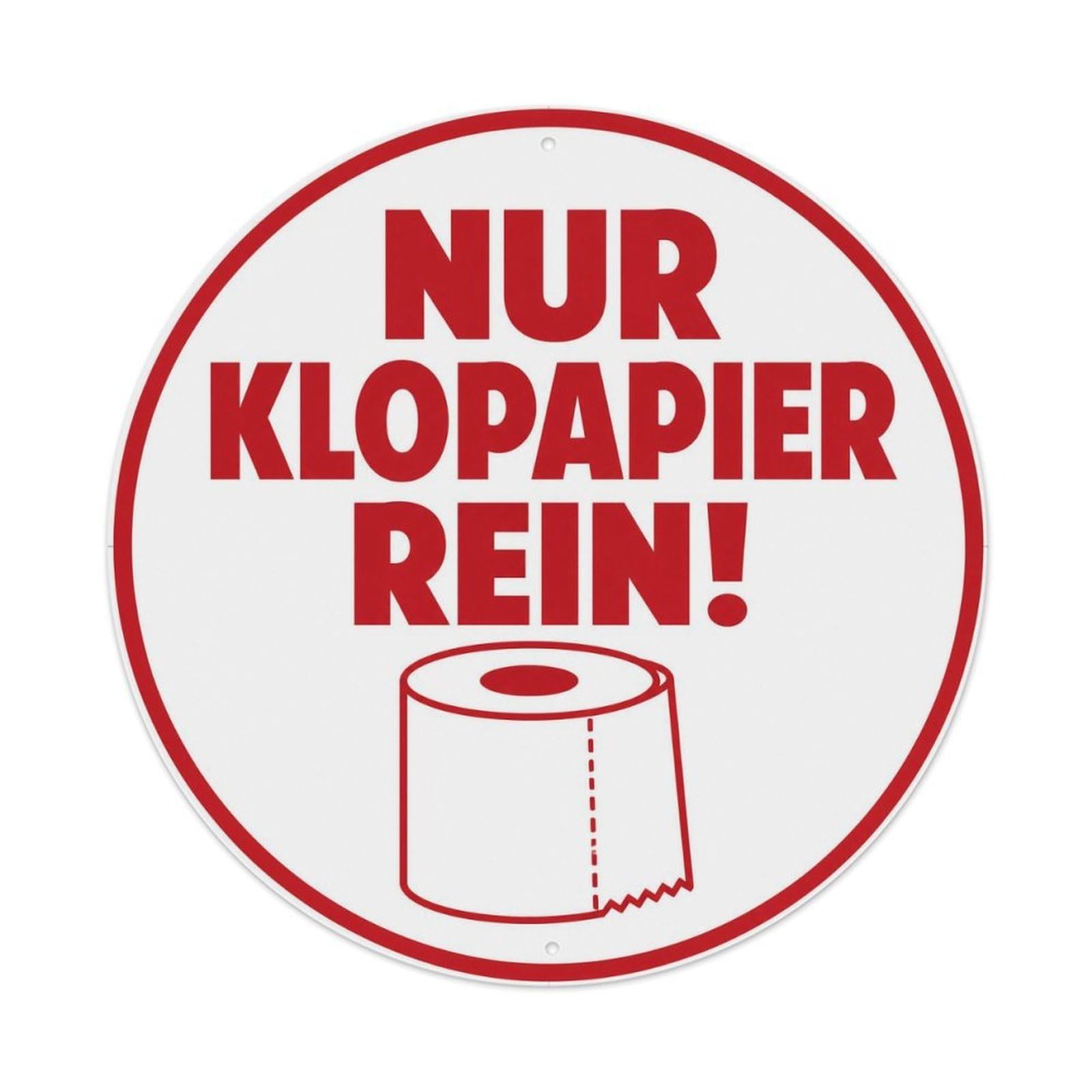 German Toilet Paper Only Bathroom Humor Red Slogan Metal Tin Sign