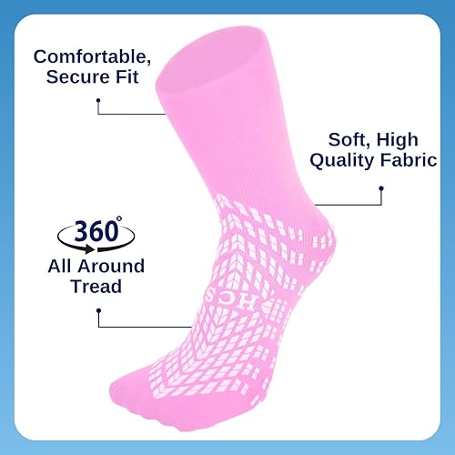 Miniatura 10 de HCS Calcetines de hospital (6 pares)  Banda de rodadura única en todo el contorno  Calcetines antideslizantes para ancianos, pantuflas de pacientes