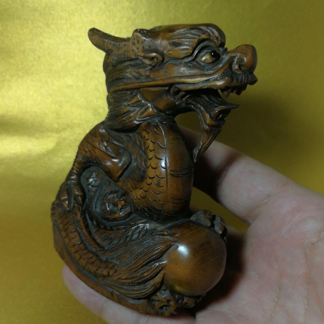 黄楊精細彫刻昇り龍縁起置物【整理番号:Y13】 Amazon.co.jp: 黄楊精細彫刻昇り龍縁起置物整理番号:Y13