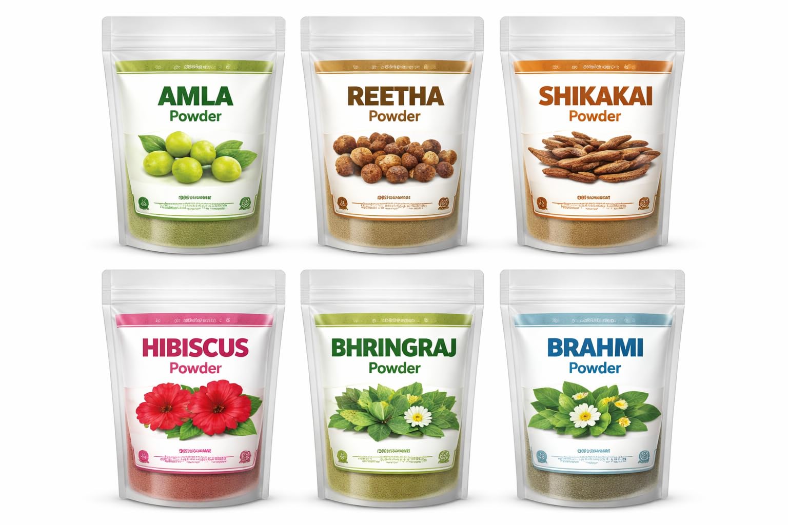 Ayurvedic Herbal Hair Care Powder Combo with Amla, Reetha, Shikakai, Hibiscus, Bhringraj and Brahmi for Hair Growth and Scalp Nourishment, 6 Pack-image-29