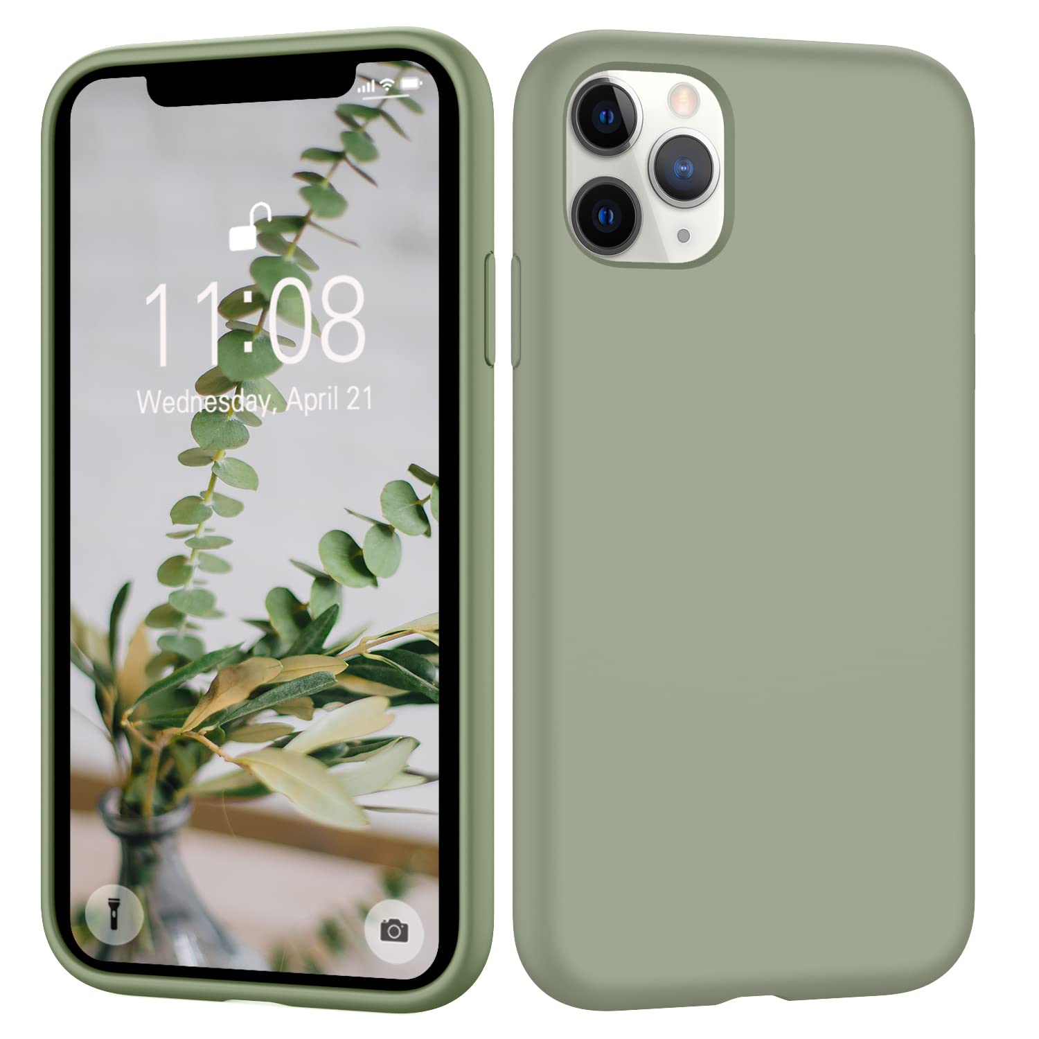 HGH für iPhone 11 Pro Max Hülle Silikon, Handyhülle für iPhone 11 Pro Max Ultra Dünn Rundumschutz mit Weichem Microfiber-Innenfutter kameraschutz Schutzhülle Kupfer Grün