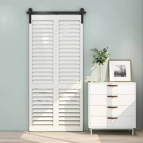 Miniatura 2 de TSMST Kit de herrajes para puerta corrediza de granero de 36 pulgadas para 2 puertas, juego de rieles de puerta de granero resistente y resistente,