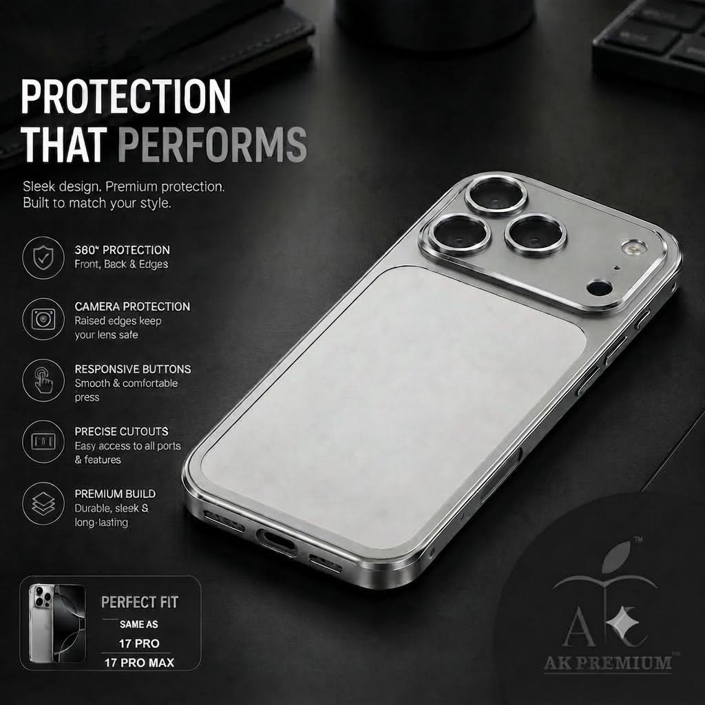 Metal Conversion Kit for i Phone 16 Pro Max to i Phone 17 Pro Max Look | Aluminum Back Plate with Metal Camera Frame | Shockproof Back Housing Replacement | Silver — Amazon image 6