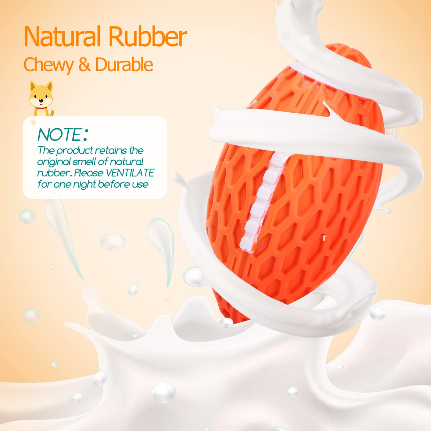 Nobleza Palla Giocattolo per Cani, Palla per Cani Indistruttibile con Squeak, Rugby Gioco per Cani in Gomma Naturale, Giocattolo interattivo da Lancio Masticare, L10.3*W5.6CM