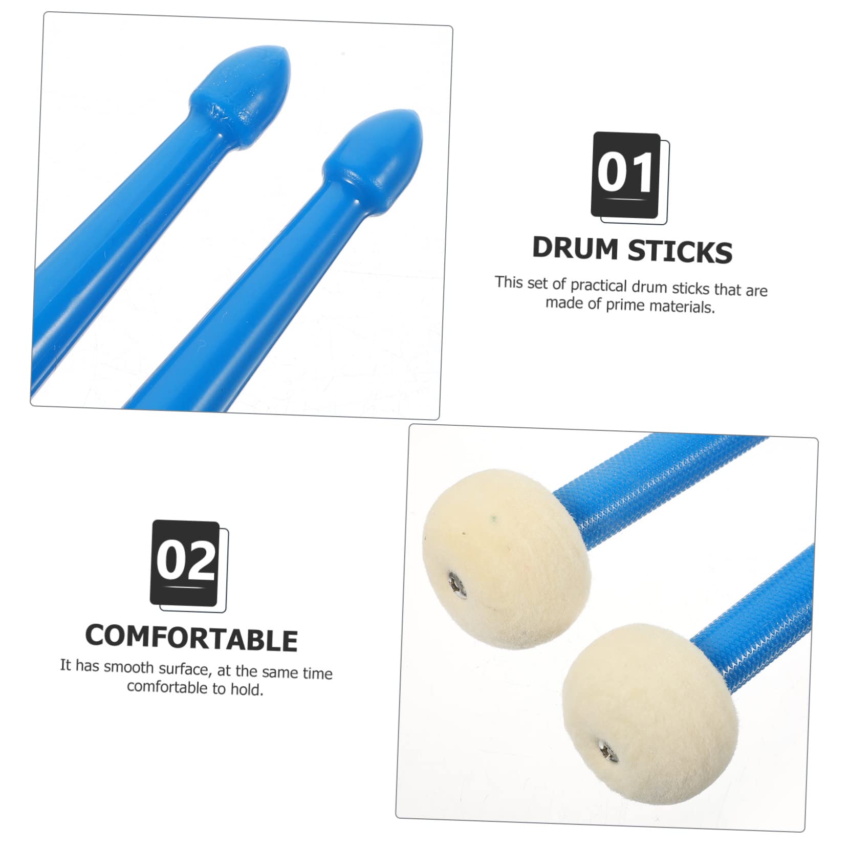 VICASKY 2pares Baquetas De Percusión De Doble Para Batería Mallets De Accesorios Para Instrumentos De Percusión