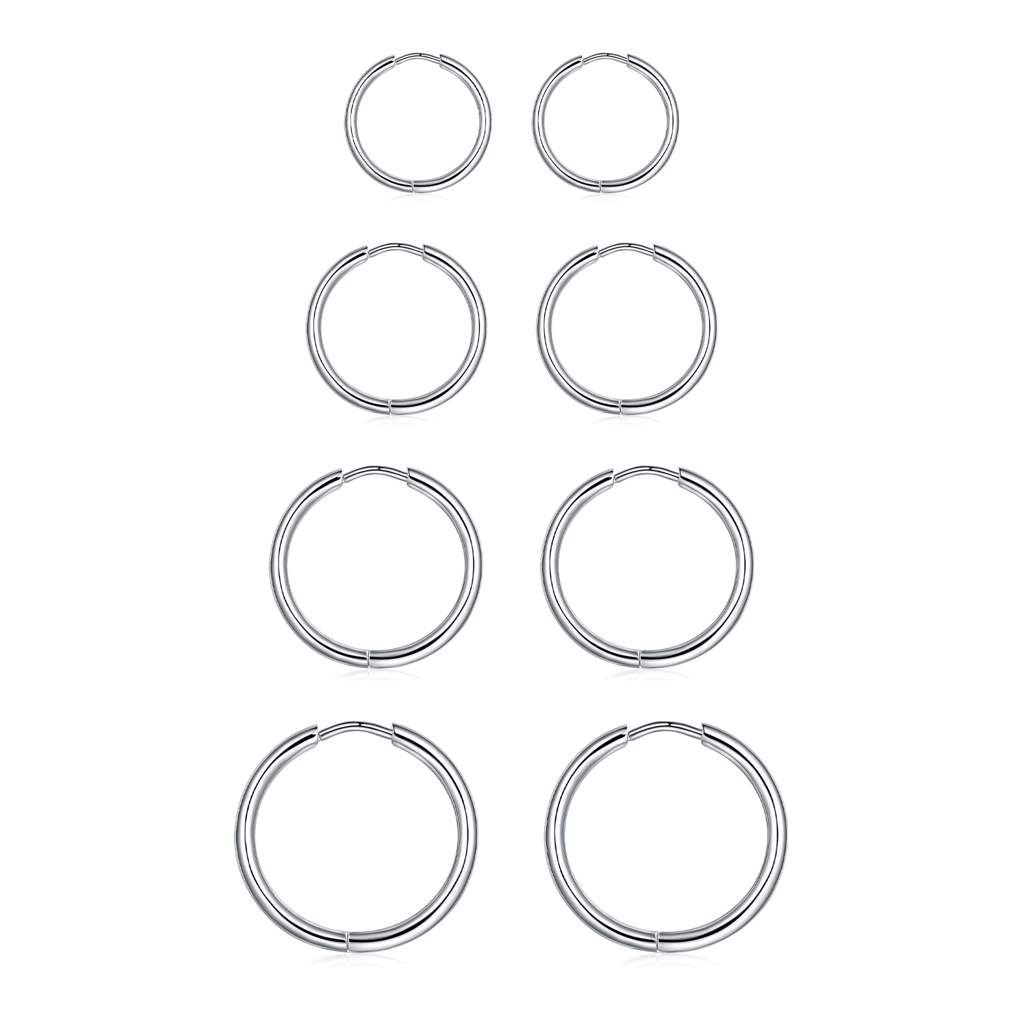 316L Surgical Steel Hoop Earrings 6mm-20mm Huggie Hoop Earrings for Men Hypoallergenic Small Sleeper Mens Hoop Earrings Cartilage Earrings for Women 20g 18G Stainless Steel No Gemstone, Stainless