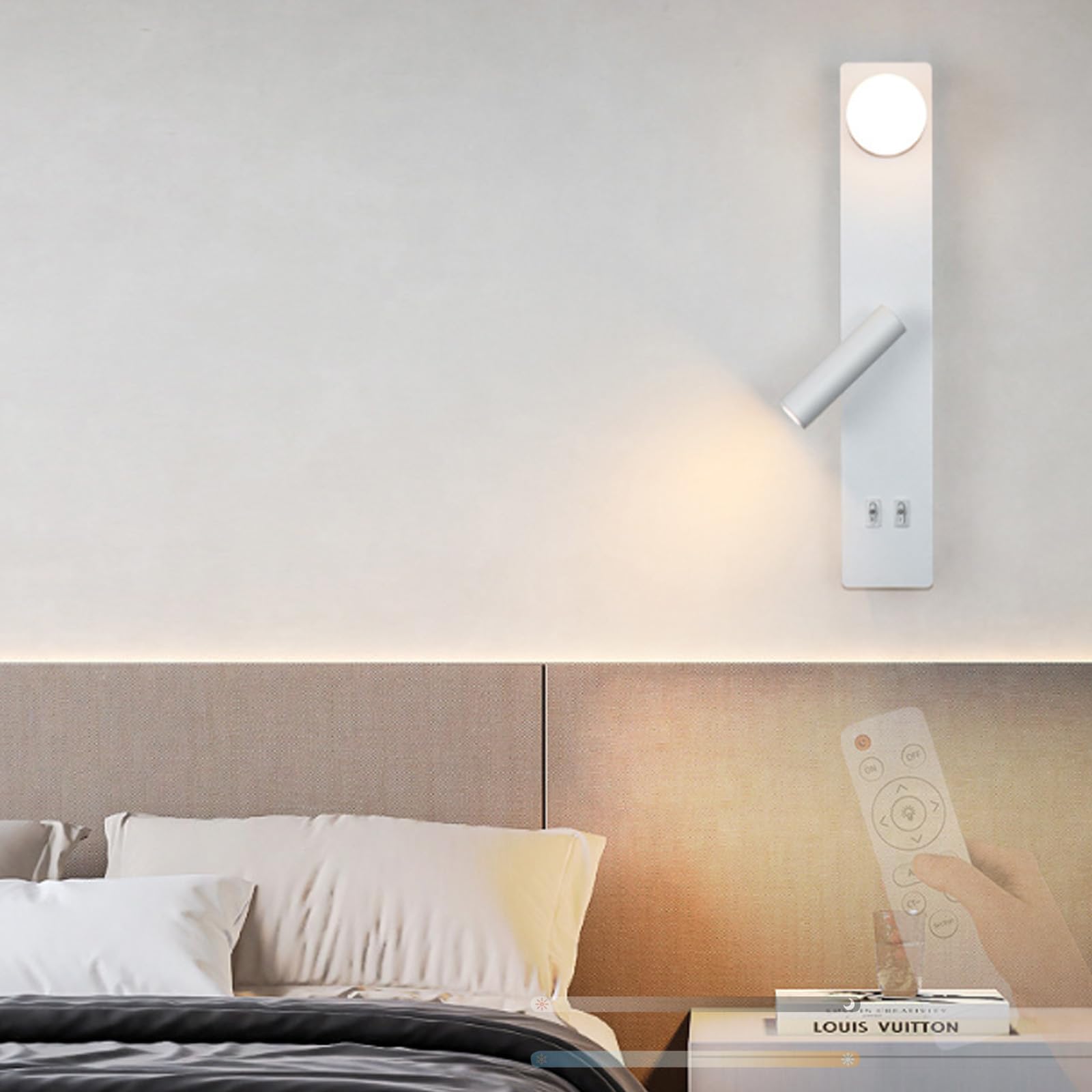 Aplique de pared LED de aluminio y acrílico con acabado blanco premium rectangular 8