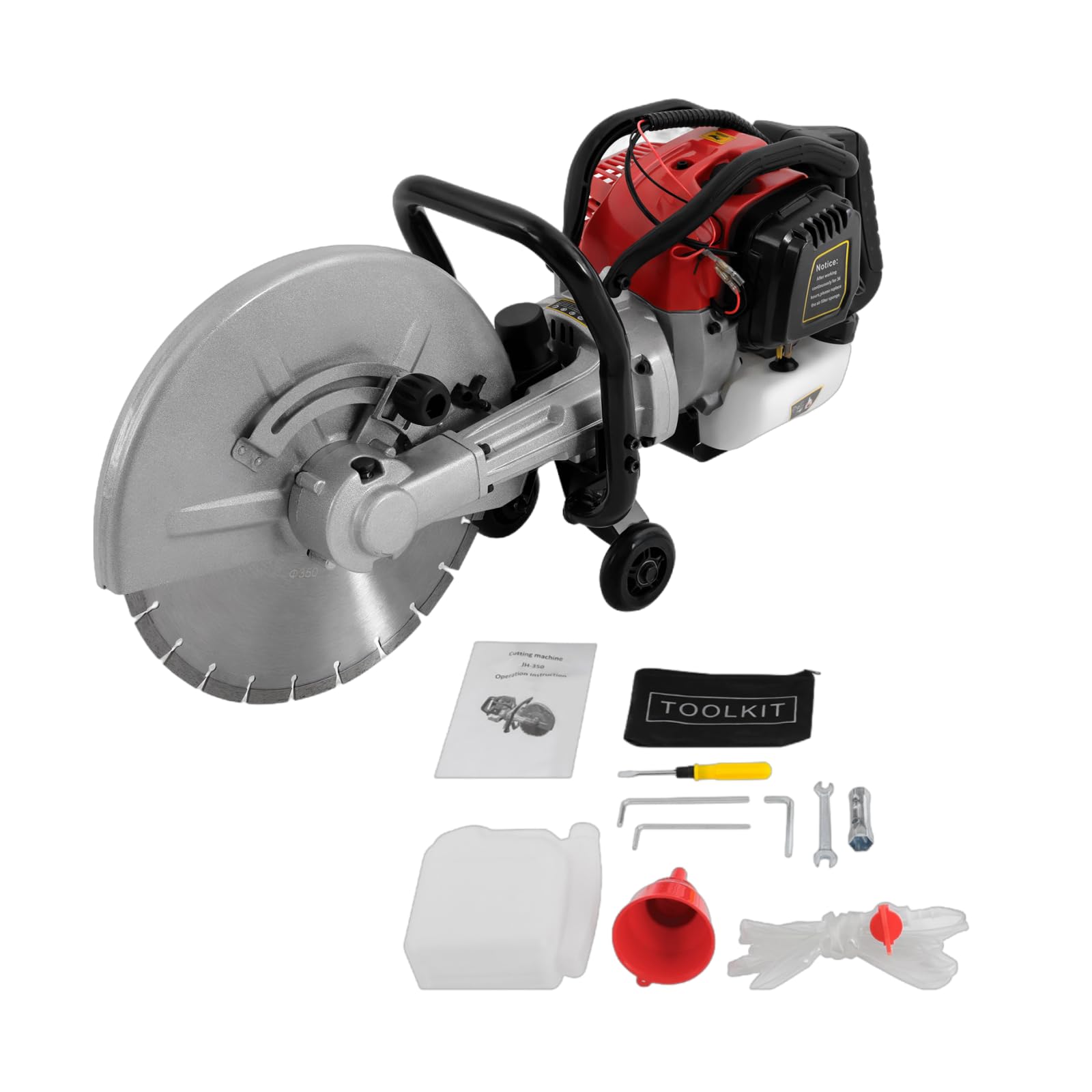 LIAPDG 1400W Concrete Cutting Saw, 52CC Circular Concrete Wet Saw Cutter Guide Roller Water Line Attachment Cut Off Saw for Professionals or Daily