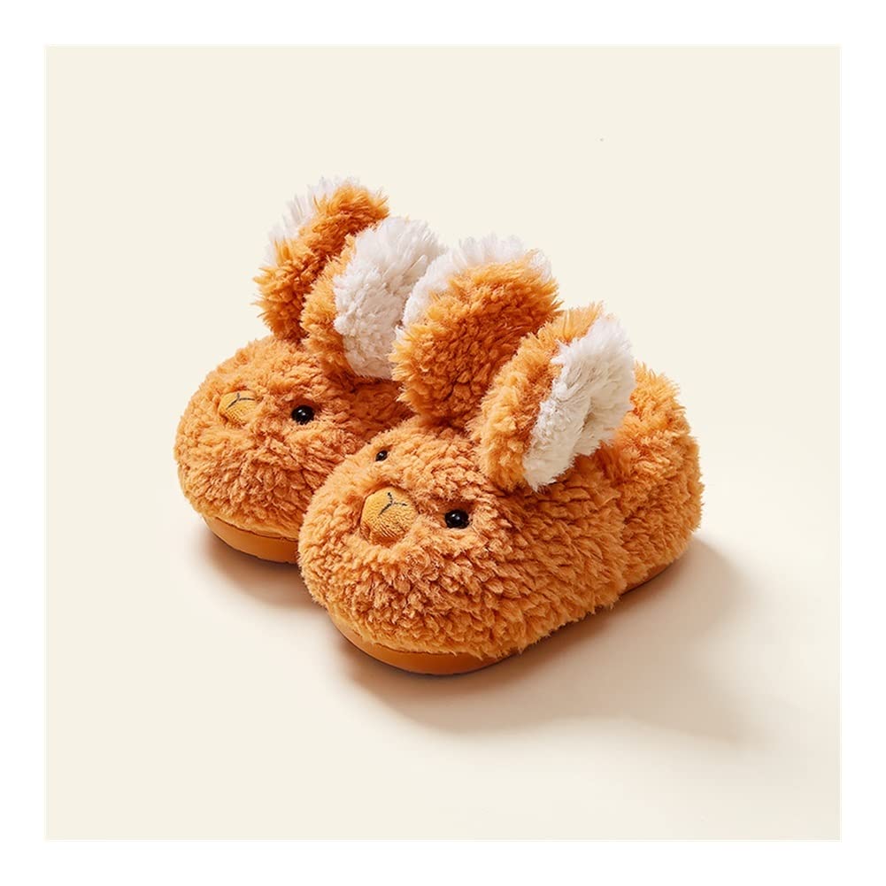 Pantuflas de algodon Niños Inicio Inicio Indoor Niños Suave Antideslizante Piel Lindas Zapatillas Otoño Zapatos Cálidos Dibujos animados Peluche Conejo Slippers ( Color : Orange , Shoe Size : 180 )