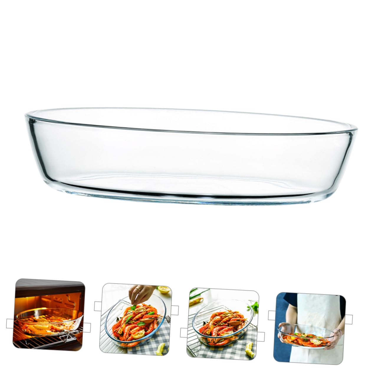 Ovale Glas Backplatte Mikrowellengeeignet Leicht zu Reinigen Großes Fassungsvermögen 2400ml als Serviertablett für Haushaltsbedarf
