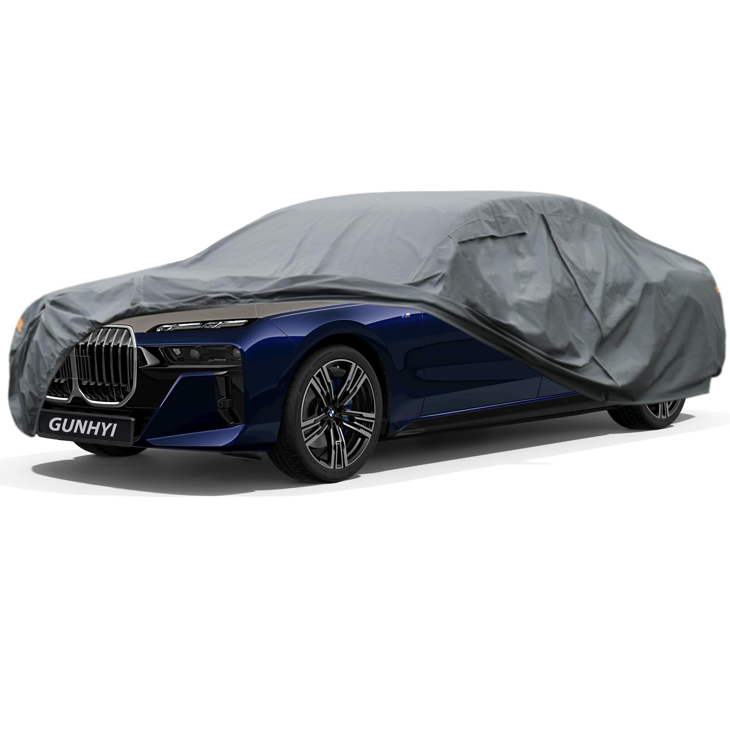 GUNHYI Premium Car Cover Custom Fit BMW i7, 16 Layers Heavy Duty Car Cover Waterproof All Weather with Zipper Door for Sun Rain Snow Dust Uv Protection