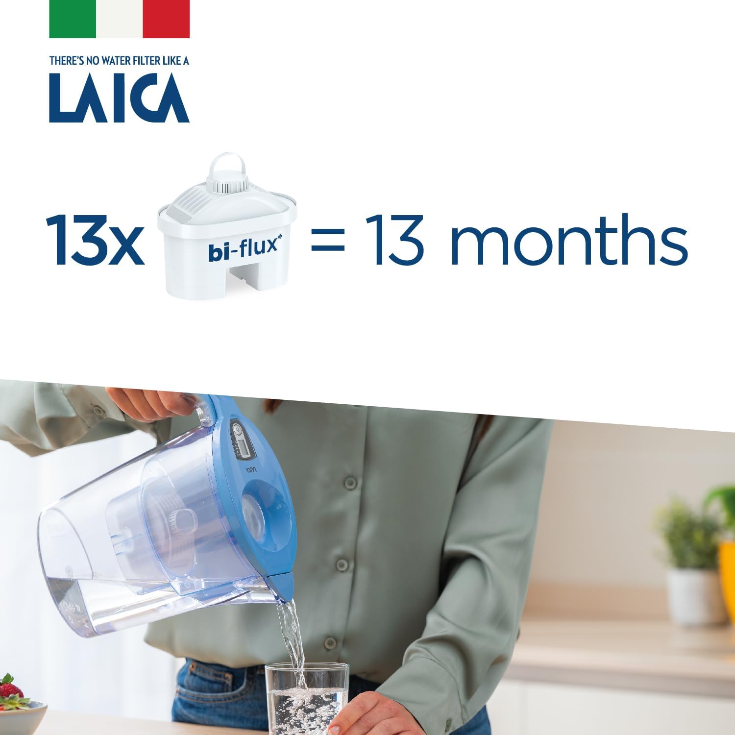 Amazon | Laica J9074A1 kit 13 bi-flux filters and filter jug, 2.3