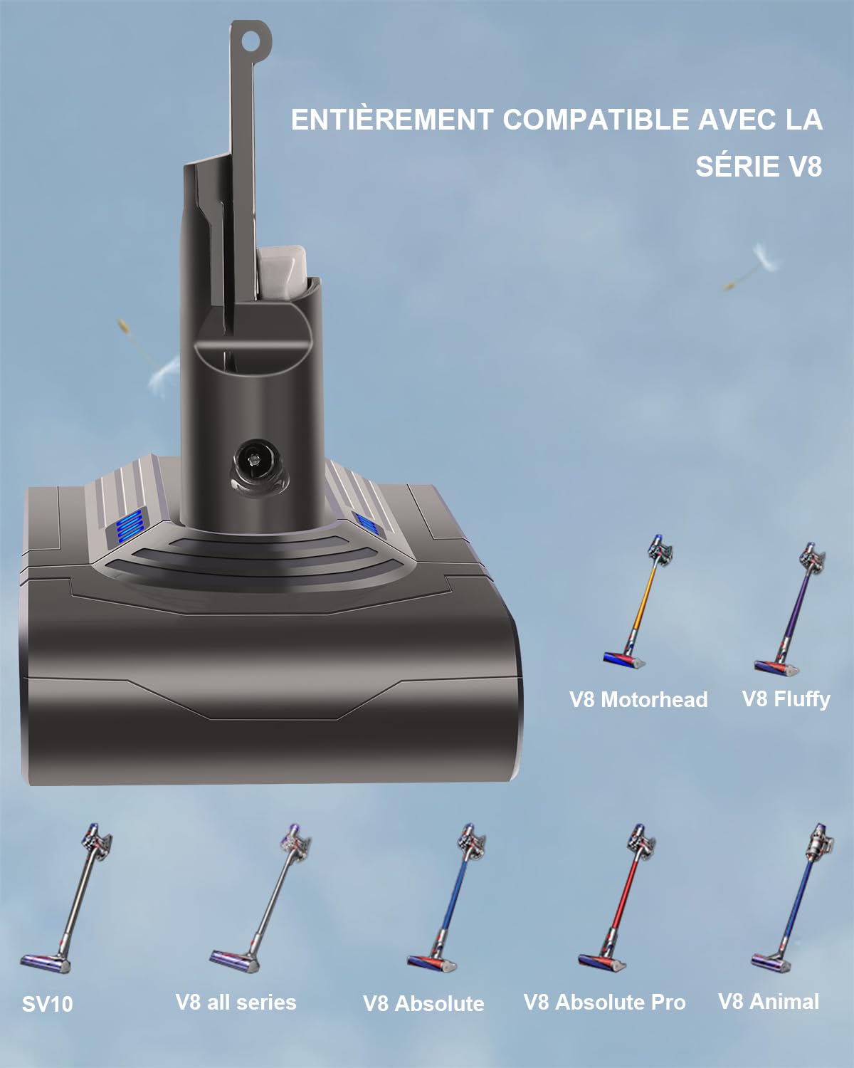 Waitley Batterie 6000mAh pour Batterie Dyson V8 SV10, Compatible avec Dyson V8 Absolute/Animal/Fluffy/Parquet/Motorhead aspirateur sans Fil, avec 2 filtres + Tournevis