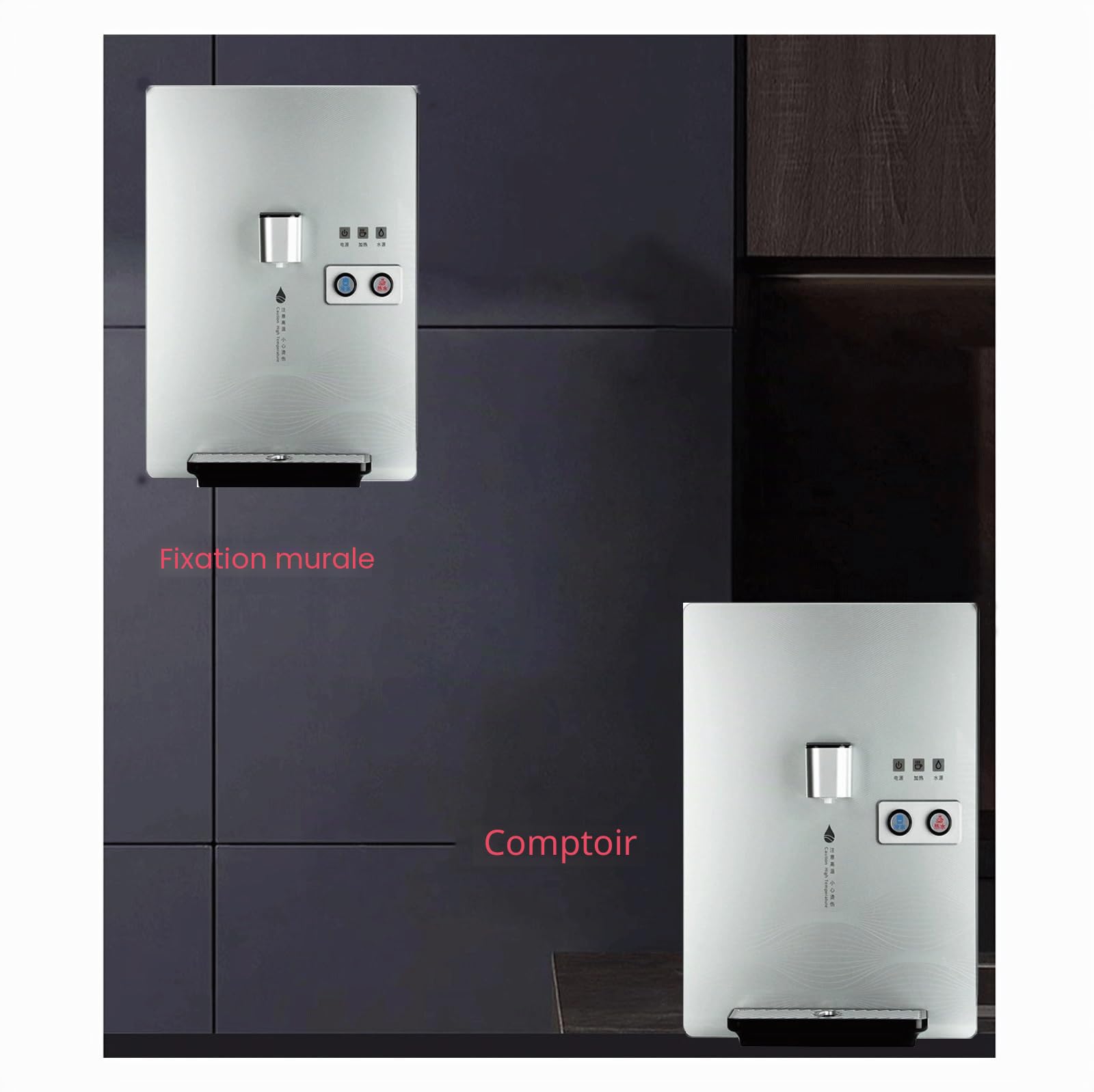 Distributeur Eau Mural Alimenté par Le Réseau Électrique avec Élément Chauffant en Acier Inoxydable Et Double Commande Fontaine A Eau pour Bureau,Salon,Chambre À Coucher