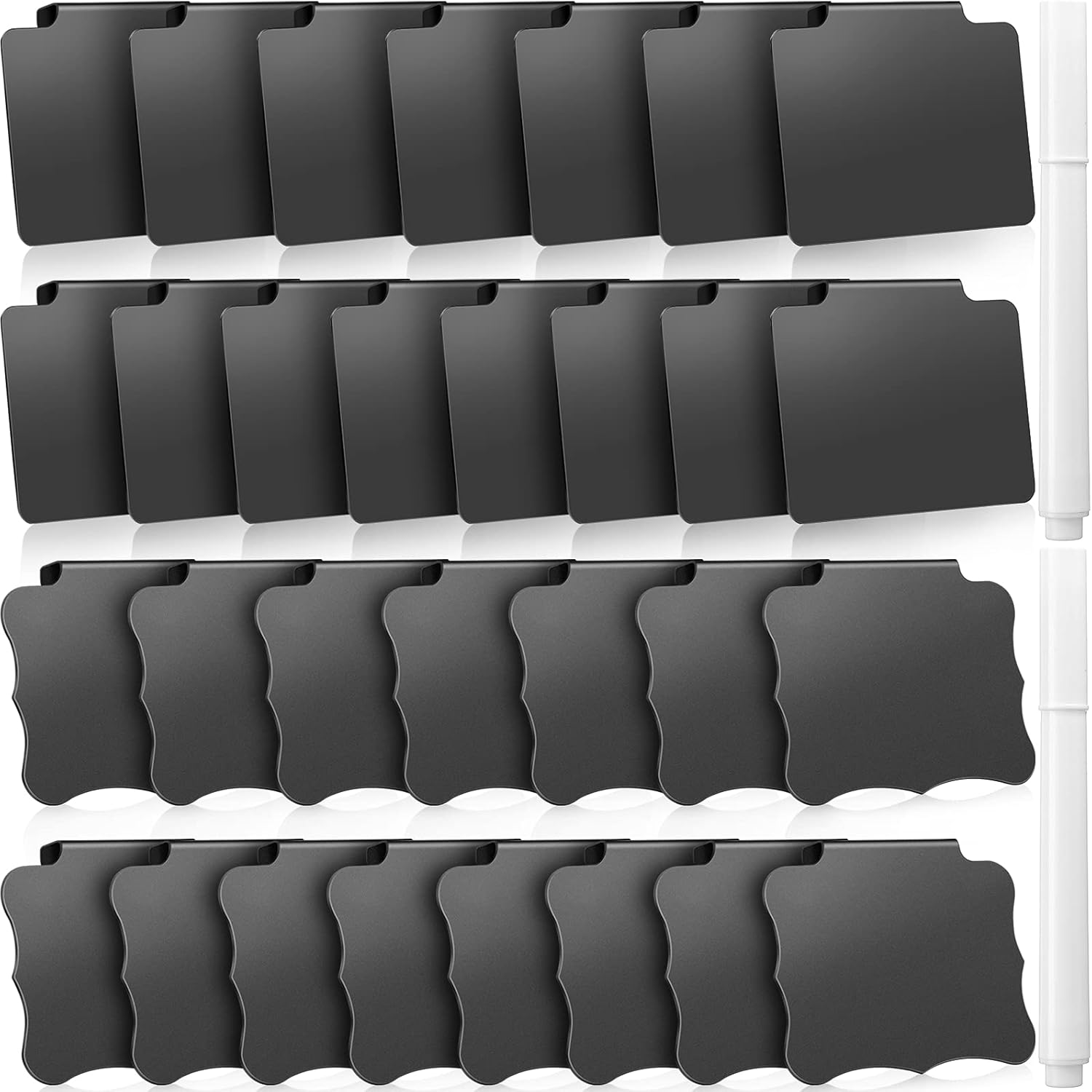 30 Pieces Basket Bin Labels Clip on Removable Basket Label Organizing Fabric Labels Tags Chalkboard Label Holder with 2 Erasable Chalk Markers for ...