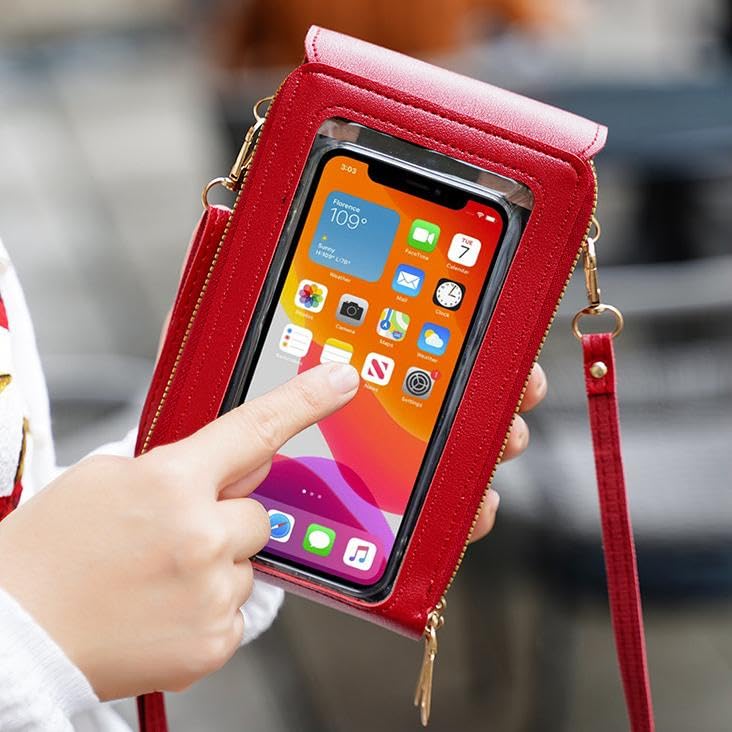 Touch Screen Crossbody Cellphone Bag for Women - RFID Blocking Wallet Shoulder Strap Handbag2