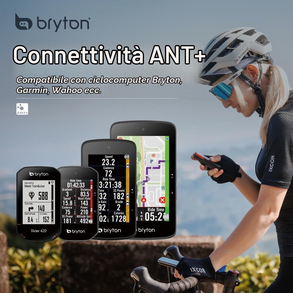 Bryton Rider 750 SE & Fanalino Posteriore Gardia R300 con Radar retrovisore Unisex Adulto, Nero, Unica