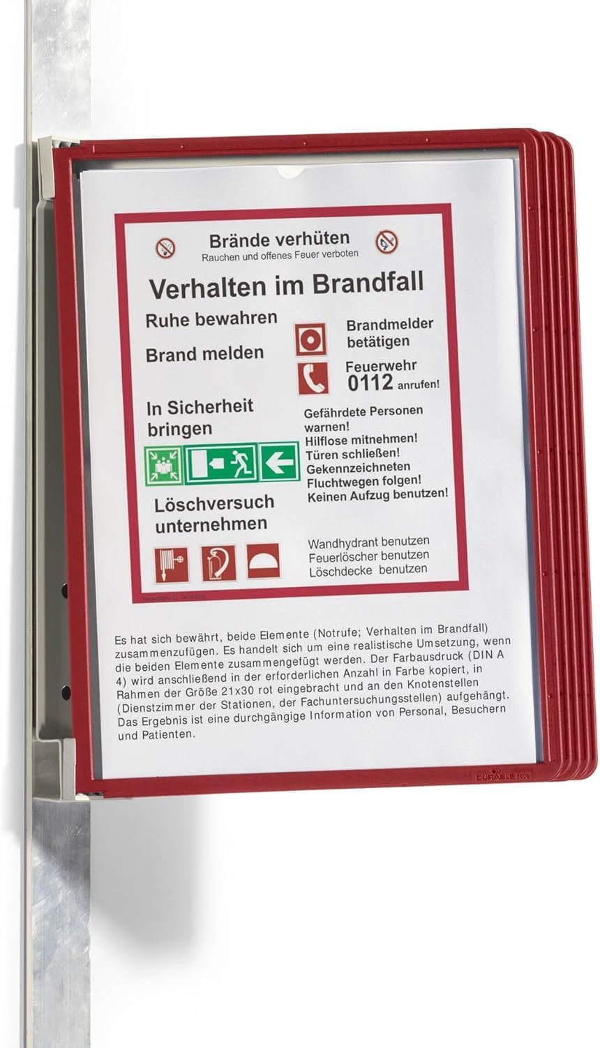 Durable 591403 Display Board Wall Holder (Vario Magnet Wall 5, with 5 Display Boards A4) Red