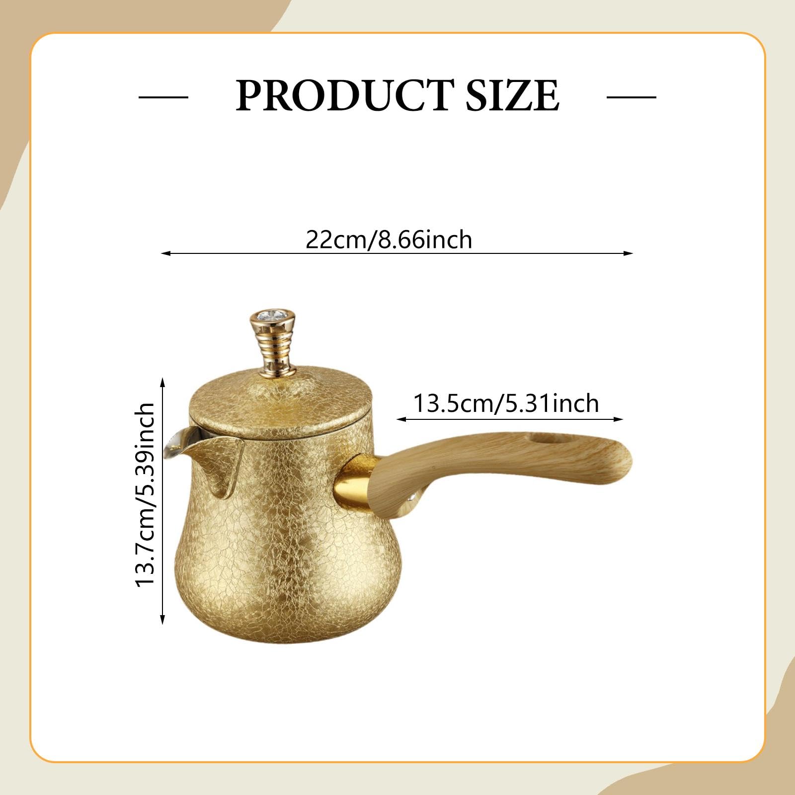 Caffettiera Turca, brocca per sciogliere Il Burro con Manico in Legno, Tazza da caffè Portatile, scaldalatte in Acciaio Inossidabile, 550 Ml