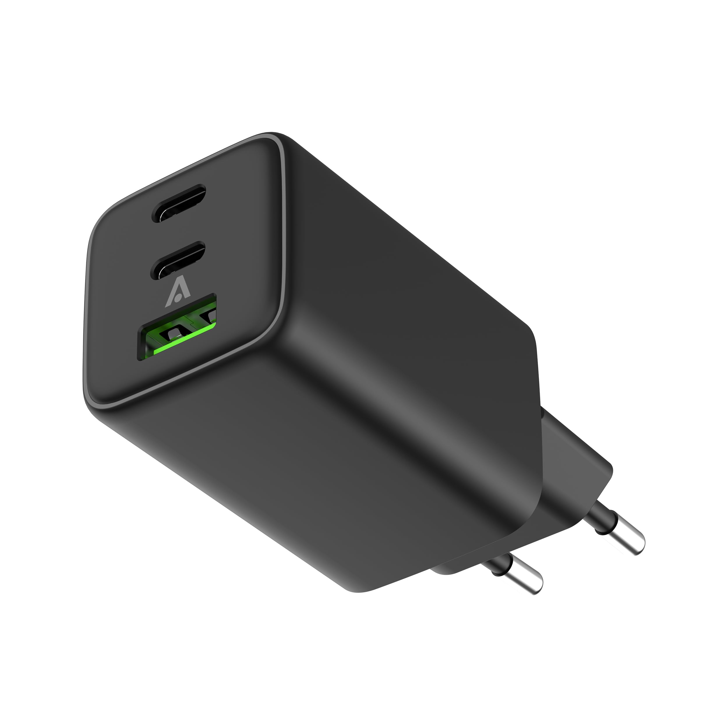 USB-C+C+A, caricabatterie rapido Apple, Samsung, Xiaomi, Huawei, Sony, Google presa di ricarica a 3 porte, nero