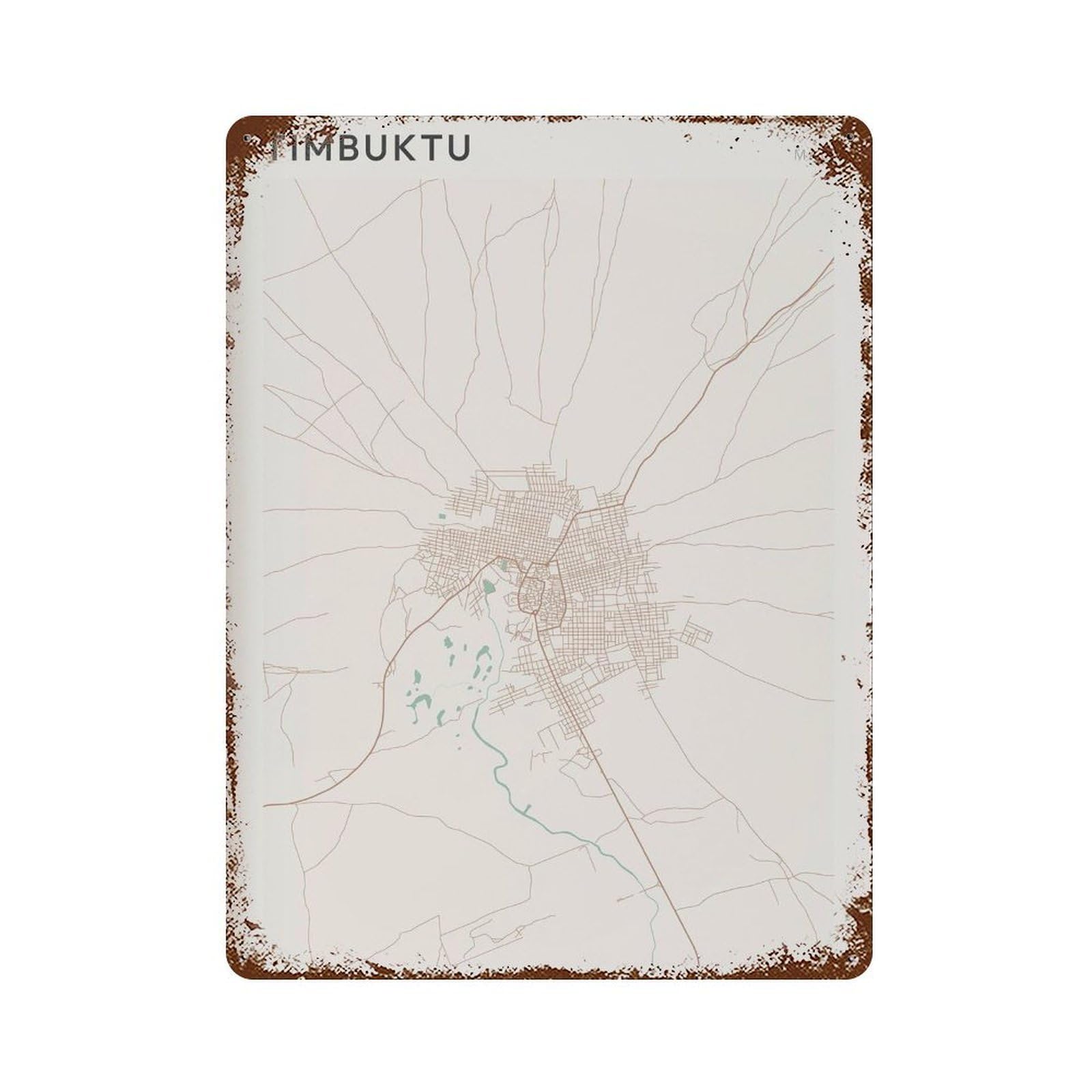 xiaoxiaoshen Timbuktu Map Mali Africa Travel Gift Minimalist Wall Decor Art Metal Tin Poster Modern Home Decor Art Home Bar Shop Decorations Vintage Sign 40x30cm
