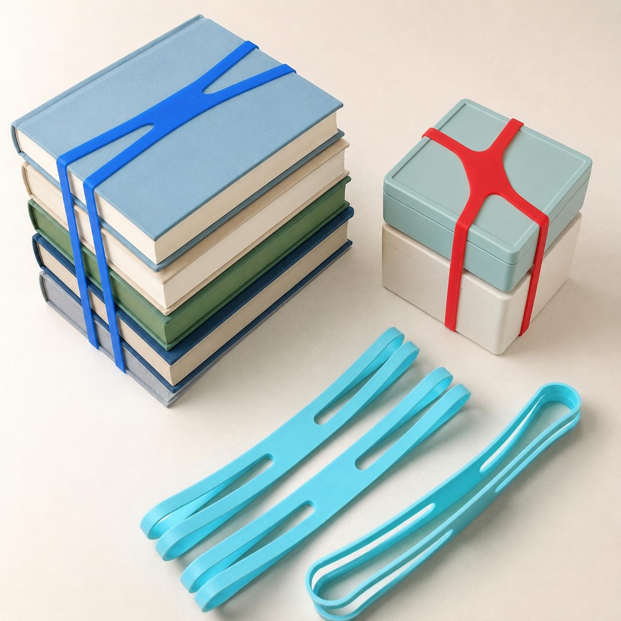 Silicone Large Elastic Bands, Heavy Duty Binding Strap | Set of 5 random colors | Travel Accessories for Kitchen use, Office commuters, Schook kids | Travel Accessories, Camping Equipment and Kitchen Organisers-image-19