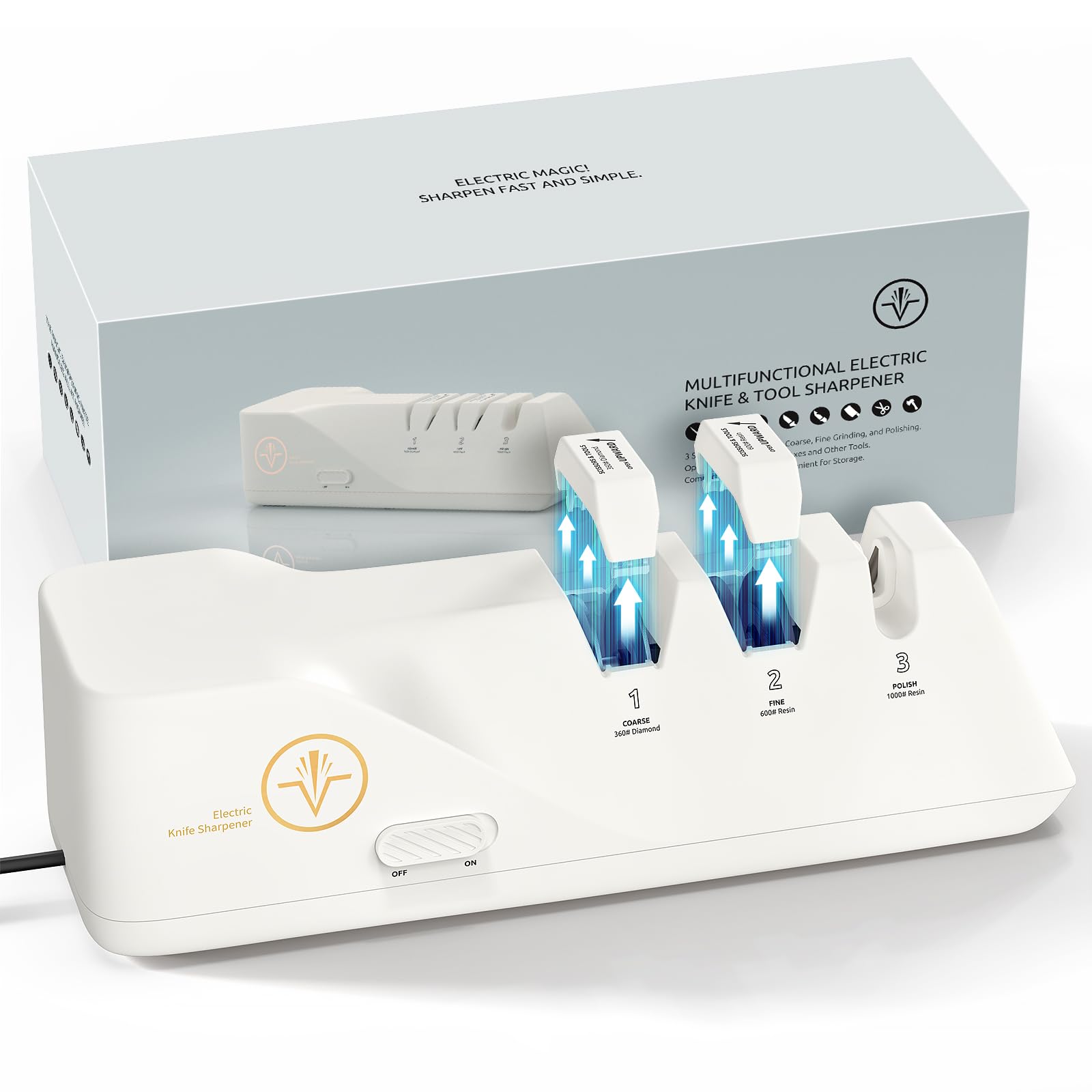 Professional Electric Knife Sharpener with Diamond Abrasives