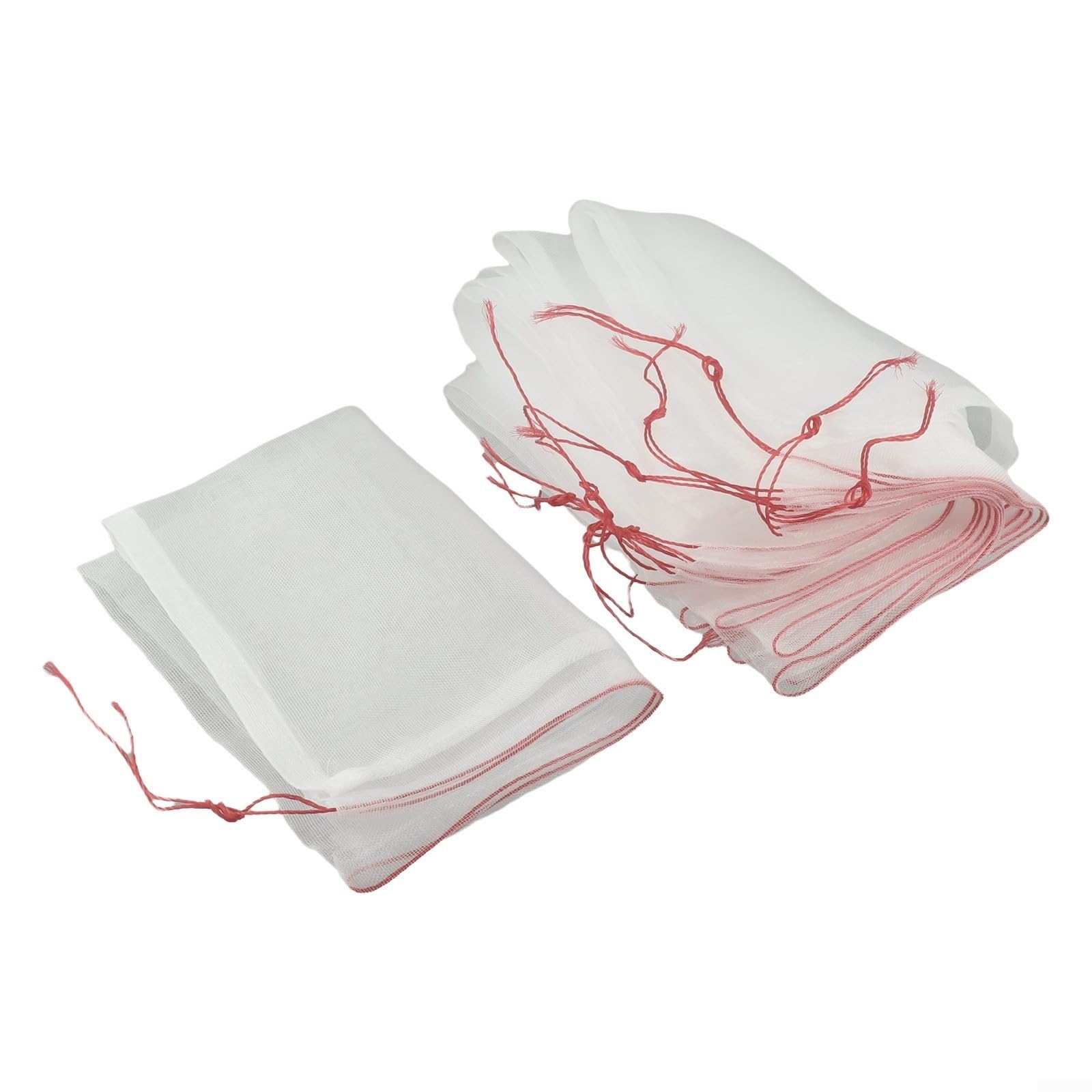 10-Pack White Fruit Protection Mesh Bags 45x30cm, Reusable Drawstring Netting for Garden Vegetables Tomatoes Grapes, Breathable Nylon Cover Against Birds Insects