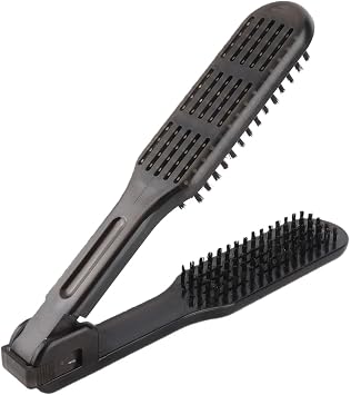 Hair Brush, Hair Straightener Comb with Double Side, Heat Resistant Anti Static Hair Detangler Brush with Handle, Hair Comb Straightening Clamp for Hair Styling Tools