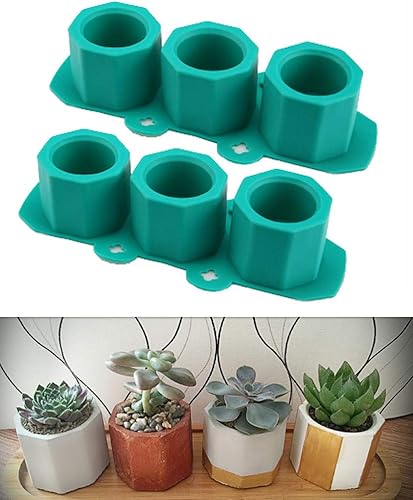 Olito and Co. Molde hexagonal de silicona para maceta de concreto, moldes de silicona para hormigón DIY macetas de suculentas de 2 pulgadas, paquete
