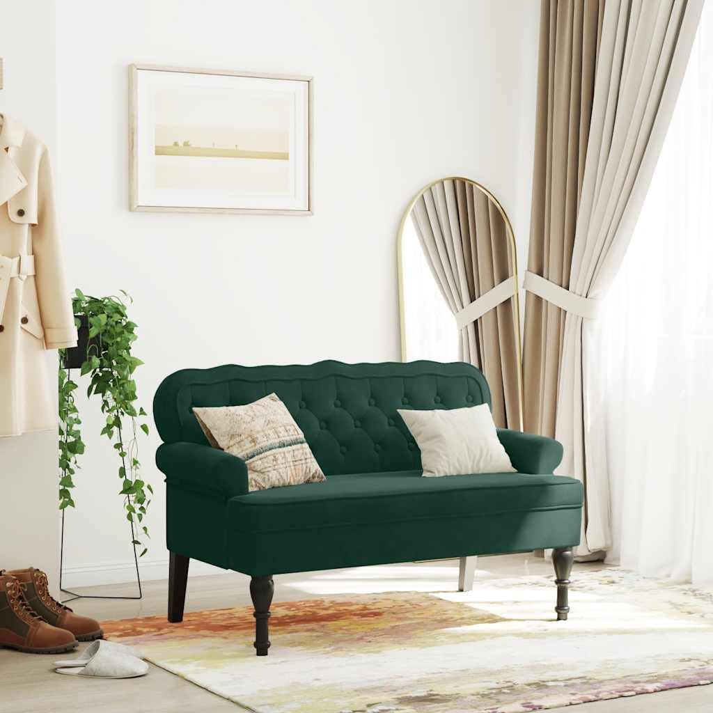 Generico Panca con Schienale Verde Scuro 119,5x64,5x75 cm in Velluto,Panche