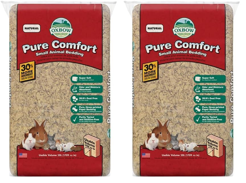 Oxbow Animal Health Pure Comfort Bedding, Natural, 28 Liter Bag (448026) (Pack of 2)