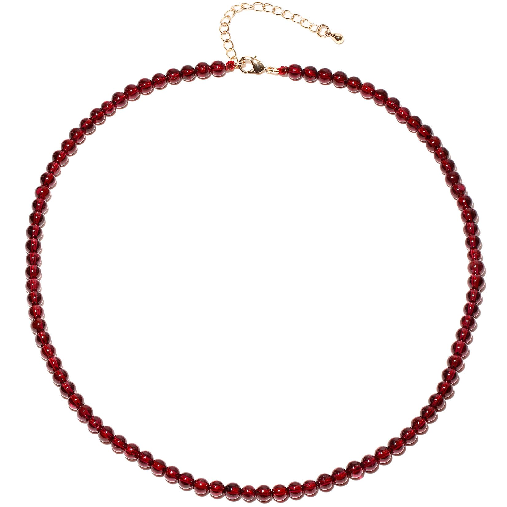 Lightock Simple Choker Necklace for Women Real Stone and Crystals Necklaces 4mm Beaded Choker Jewelry Meditation Gift for Women (16"+2")