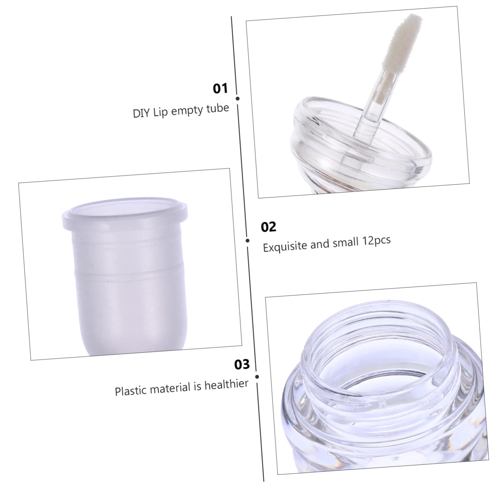 Tubo de Brillo de Labios Transparente de Plástico, 20 Unidades | Rellenable y Reutilizable, Apto para Lip Gloss y Bálsamo Labial, Formato Ligero