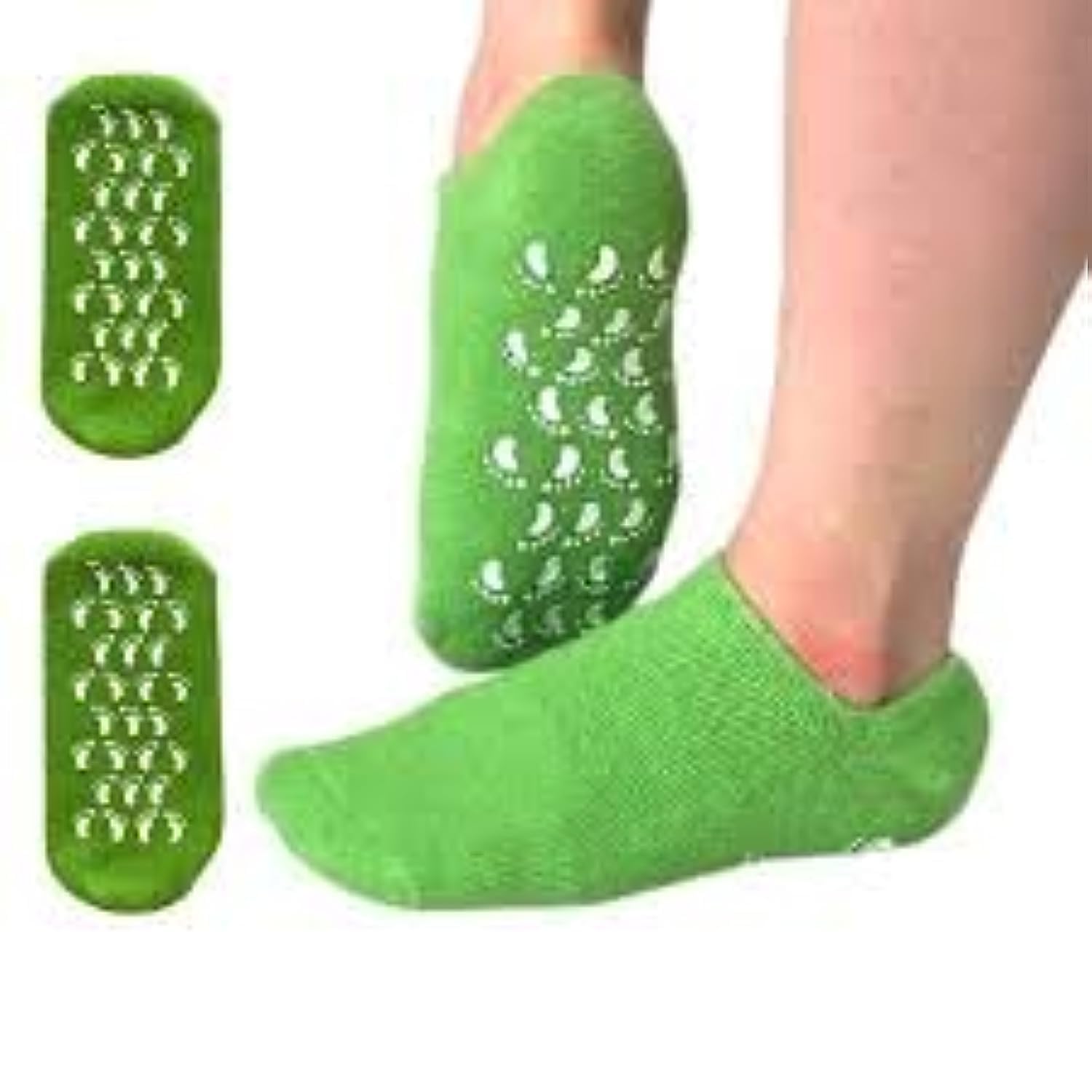 Green Moisturize Soften Repair Cracked Skin Moisturizing Treatment Full Gel Jojoba Oil Vitamin E Spa Socks