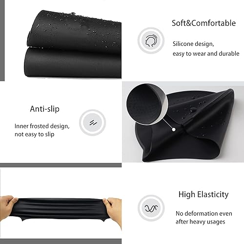 Miniatura 3 de Uttpll Gorro de natación de silicona impermeable, cómodo gorro de baño, gorro de natación para mujeres y hombres, gorra de baño impermeable