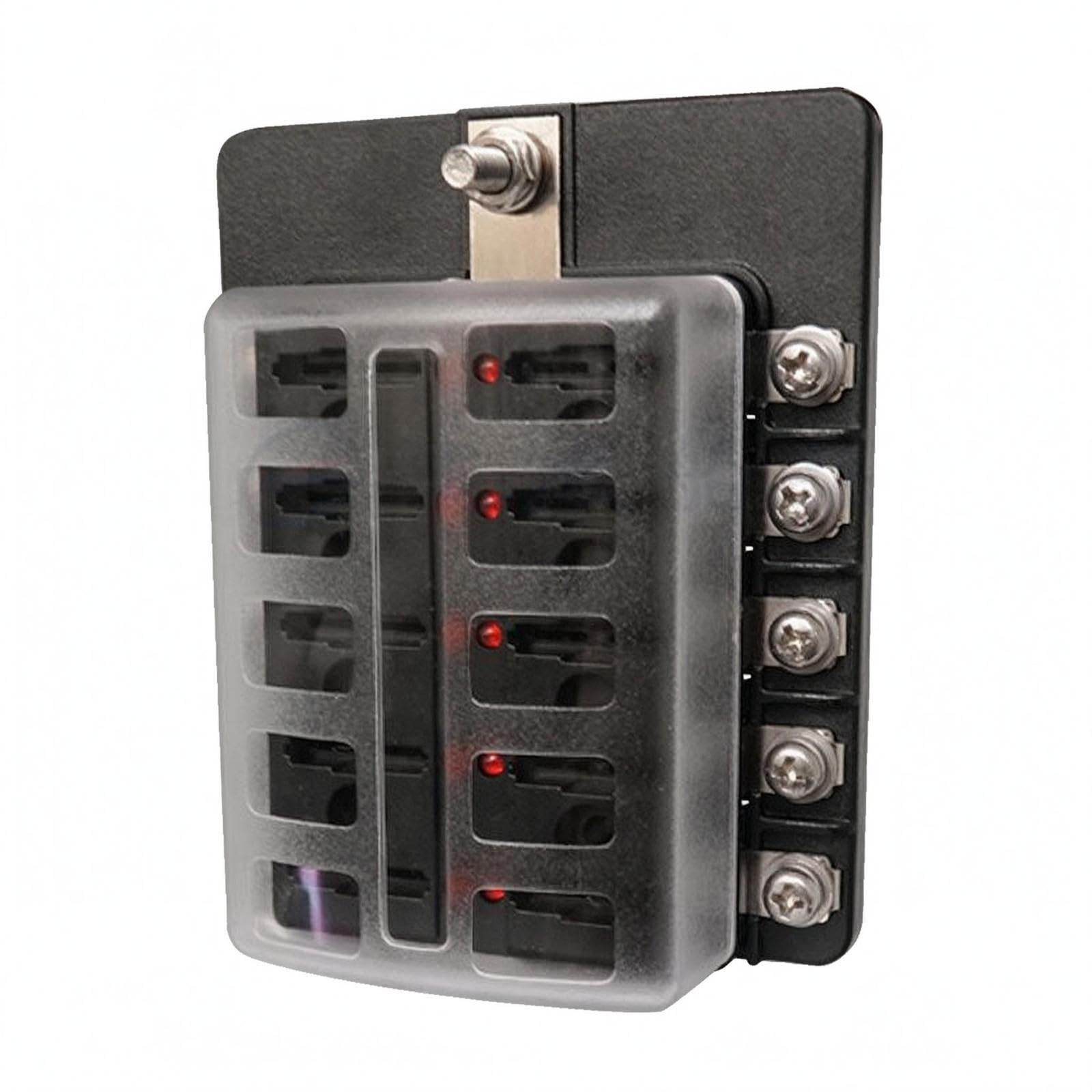 Electrical Protector Box Gray-Tinted Cover 32V Electrical Protector Holder Metal Terminals Auto Electricals 10 Way-picture-24