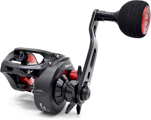 Miniatura 8 de Bucara 300 Carrete de baitcasting, marco de grafito más ancho, Rodamientos de bolas de acero inoxidable 7+1, Arrastre de carbono de 35 libras,