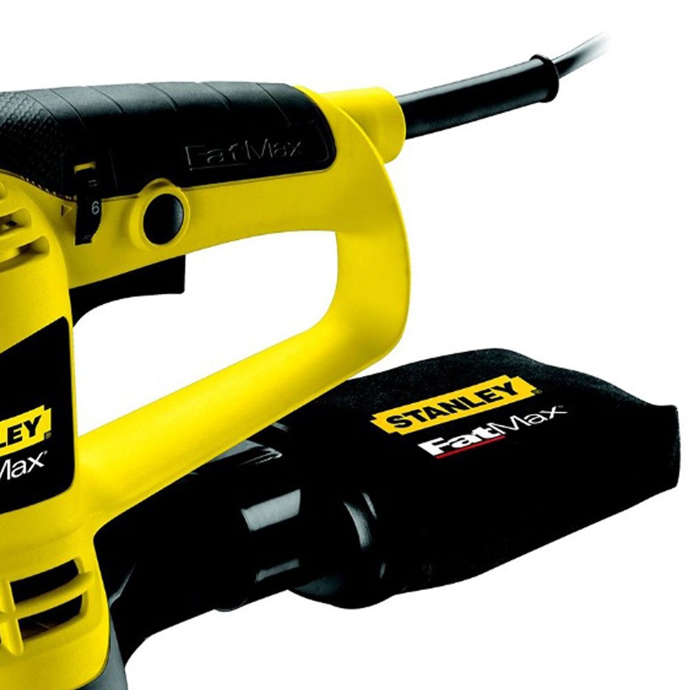 Stanley FATMAX Ponceuse Excentrique 480W 125Mm Vitesse Variable Poignée Avant Revêtement Grip Verrouillage de l'Interrupteur Avec 1 Mallette de Transport Gamme FATMAX Robuste et Ergonomique FME440K-QS