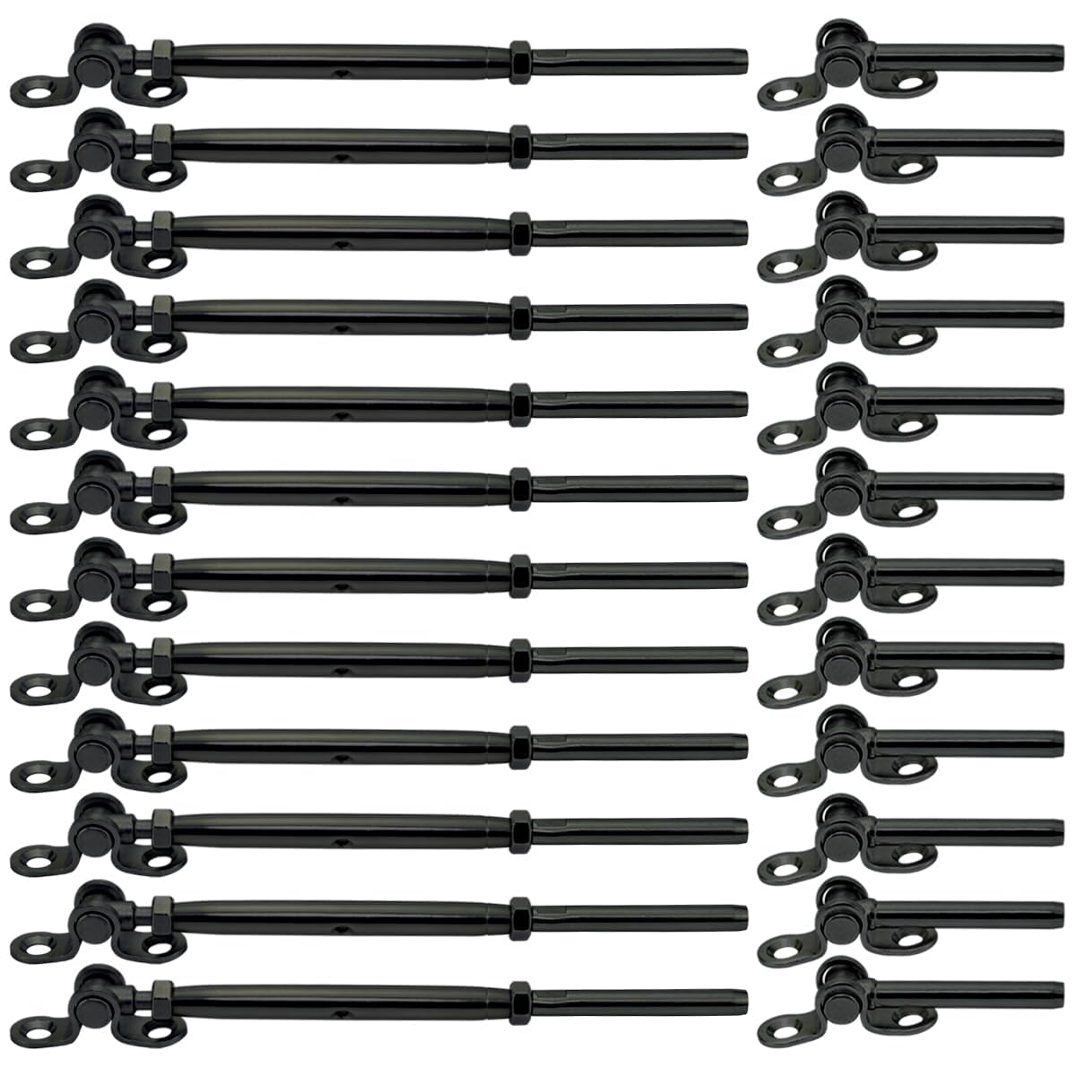3/16 Black Cable Railing Hardware, 12 Pairs Black Stainless Steel Cable Railing Kit, for 3/16 Cable Railing System, Adjustable Angle, T316 Marine Grade Thick Plate