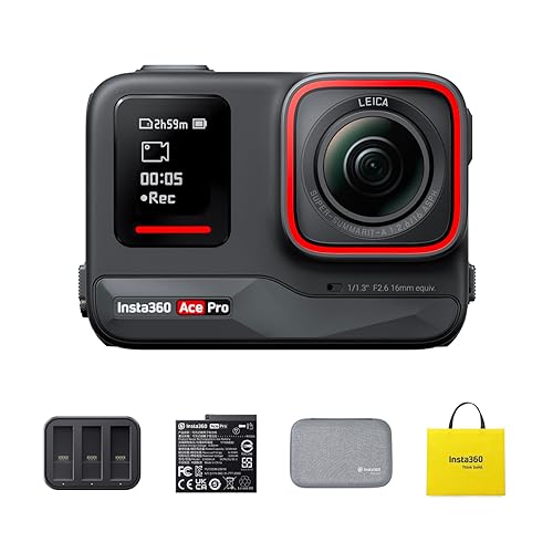 Insta360 Ace Pro Travel Bundle - Waterproof Action Camera Co-engineered with Leica, Flagship 1/1.3" Sensor and AI Noise Reduction for Unbeatable Image Quality, 4K120fps, 2.4" Flip Screen & AI Features - Travel Bundle
