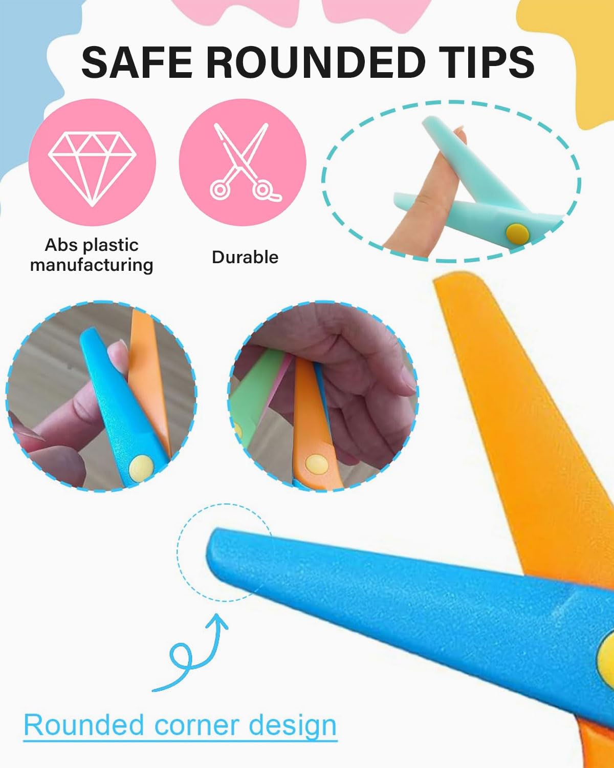 Ciseaux de Sécurité Mini Kids 10,7cm Plastique PP pour Enfants d'âge Préscolaire Lot de 4