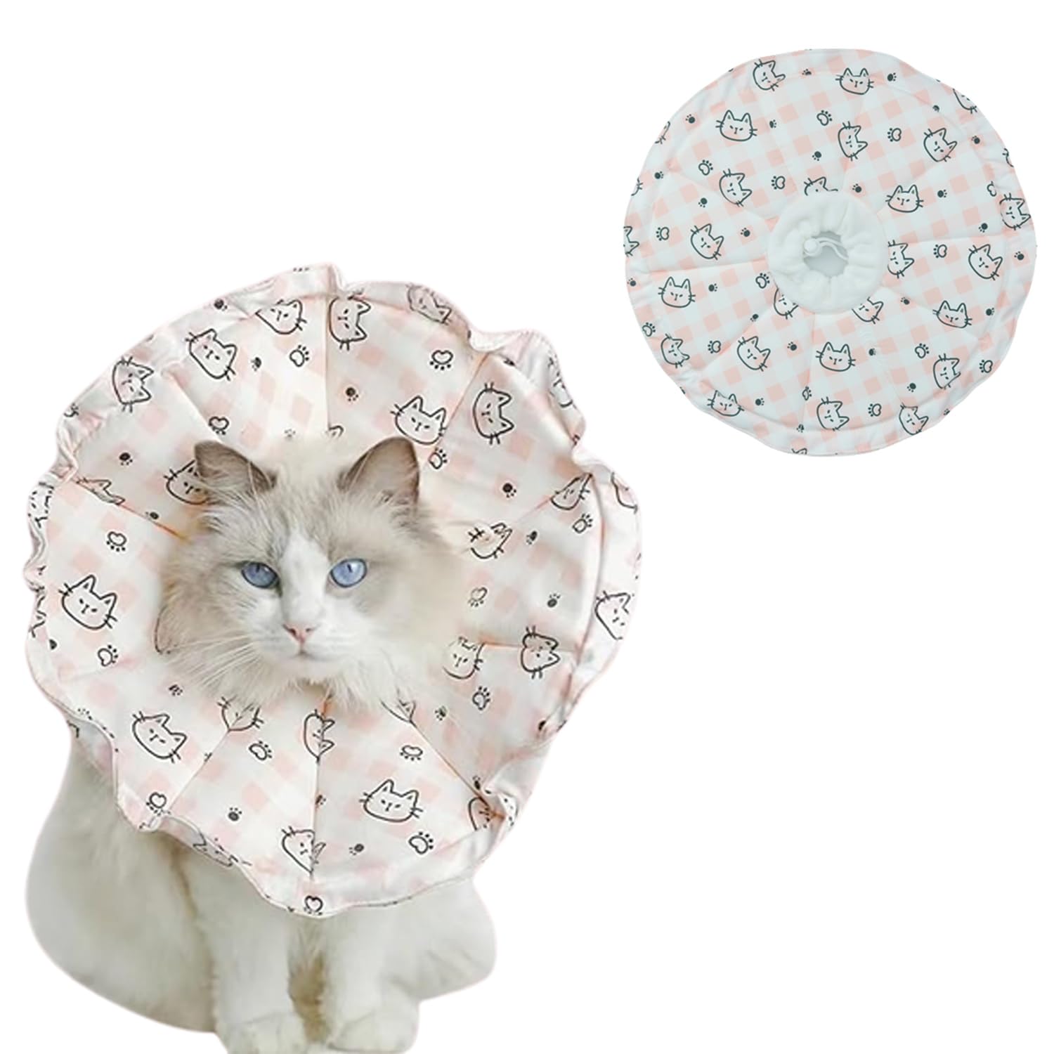 Collar De Protección Ajustable para Gatos Perros, Suave Cómodo Collar Elizabeth, Collar De Recuperación Anti Lamer para Mascotas, Impermeable Fácil Limpiar, para Baño, Grooming, Aftercare (S)