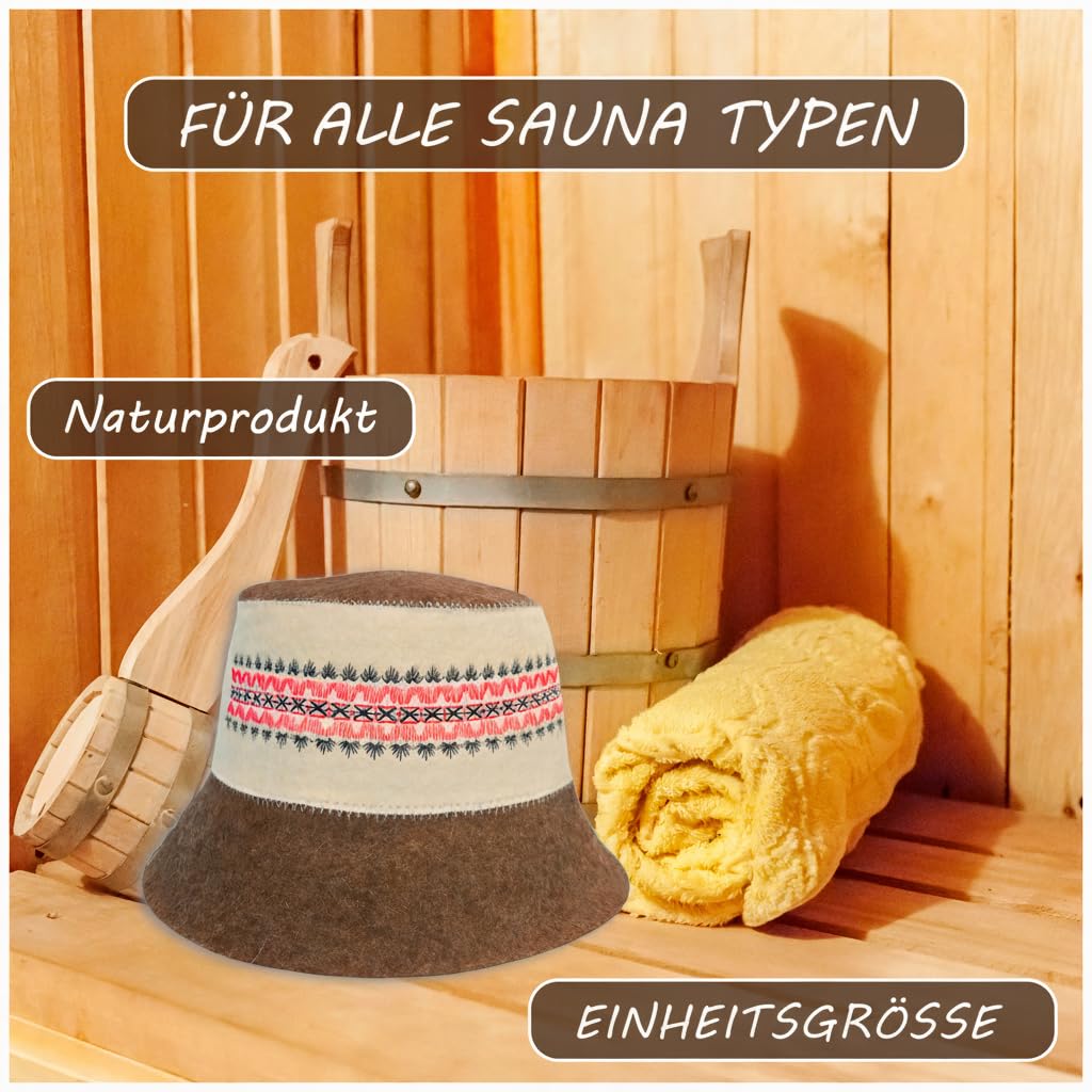 Saunahut Herren Perfekte Saunamütze aus 100% Filz - Sauna Hut Filzhut Sauna Mütze Herren Kopfbedeckung - Sauna Geschenke für Männer