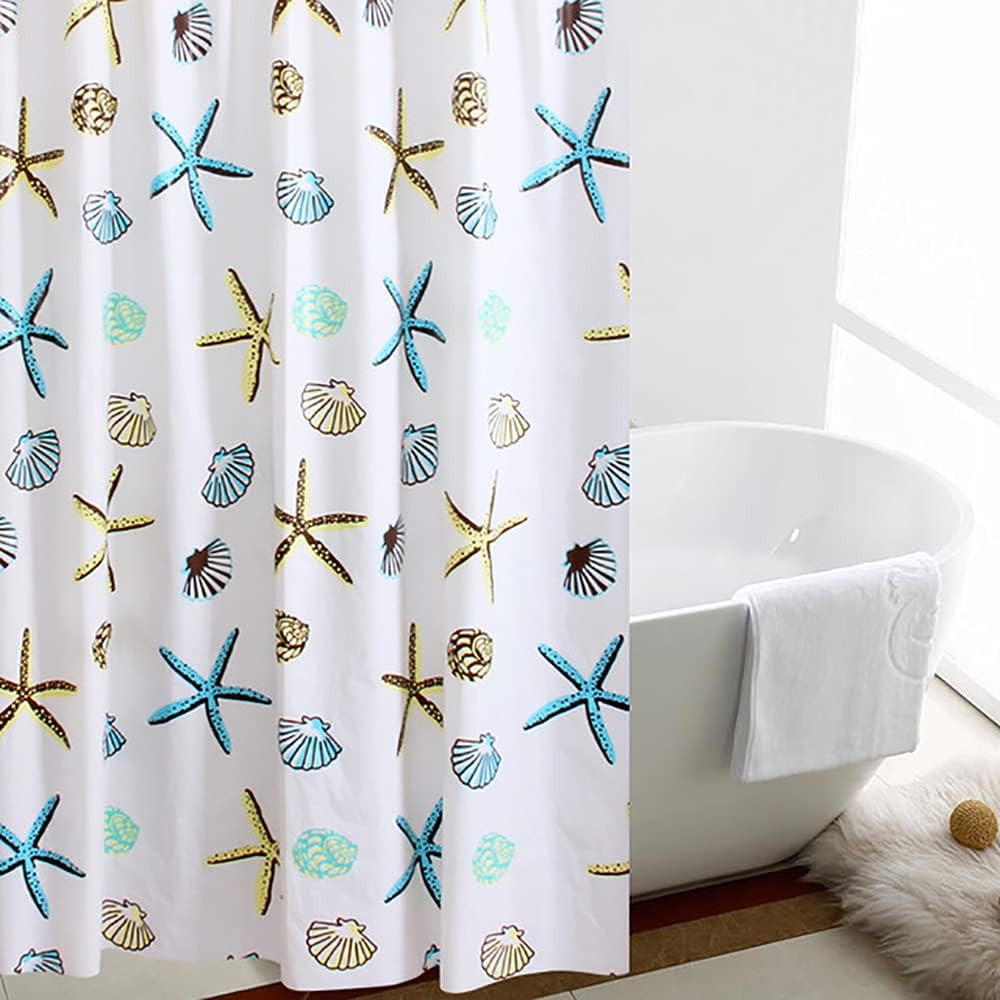 通用 Shower Curtains Blue and White Large Mould Proof Resistant Washable