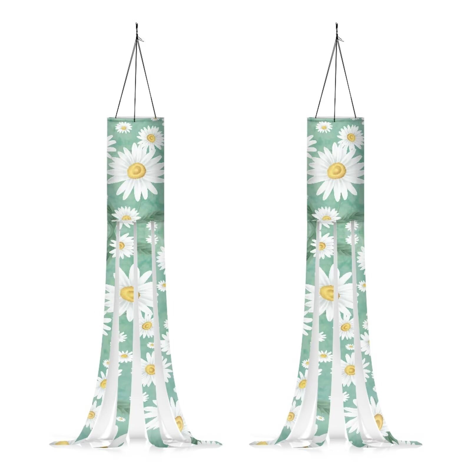 Qehuruxo Daisy Wind Socks 2 Pieces Garden Windsock Outdoor Hanging Seasonal Wind Sculpture Windsock Decorative Garden Yard Windsocks Outdoor Wind Streamer Decoration