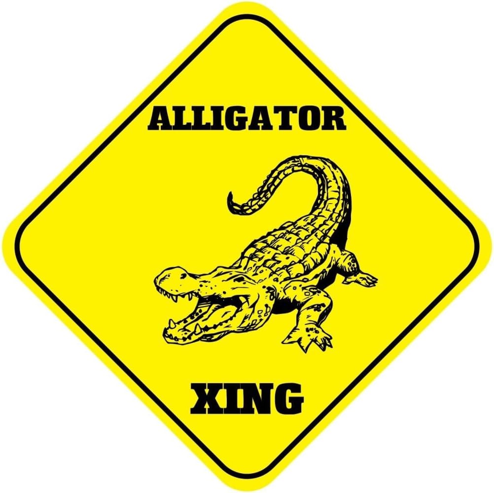 Alligator Crossing Funny Novelty SignVinyl Sticker Decal 8