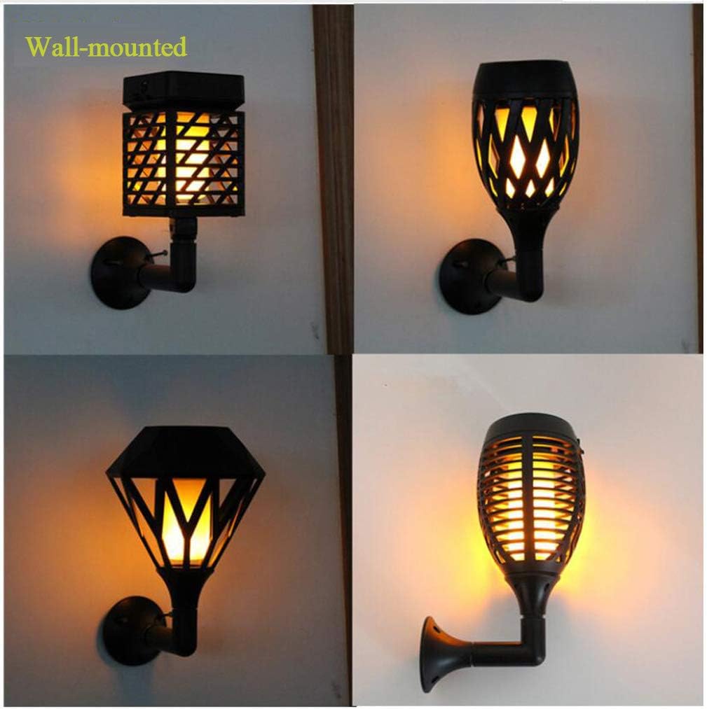 Outdoor Landscape Decoration Lighting Upgrade Version Automatic on/Off Garden Passage Driveway Flashing Flame Flashlight Waterproof Solar Flame Light,Black,D