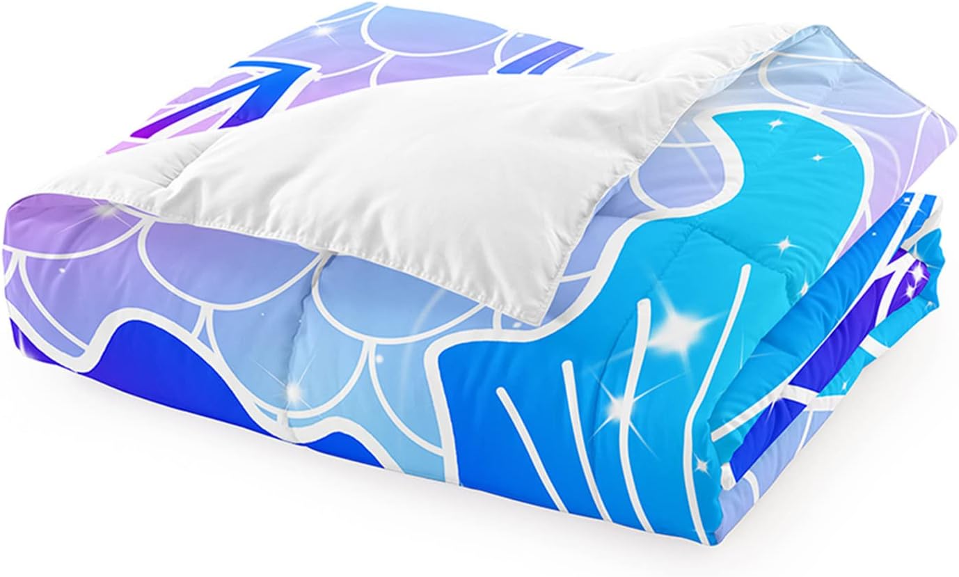 Pink Mermaid Full Size Bedding Set for Girls, 3Pcs Comforter Set With 2 Pillowcases, Ultra Soft Breathable Skin Surface Scales Quilt